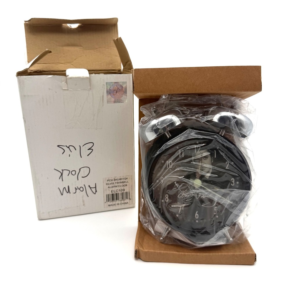 Elvis Presley Twin Bell Alarm Clock Vintage Rock & Roll Collectible NIB